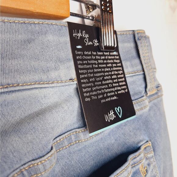 Lularoe High Rise Slim Straight Jean 40 (20-21W) Magic Waist Light Wash Stretch - Picture 8 of 8